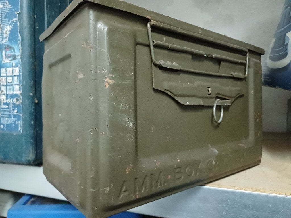 Vintage US Army M2 .50 Cal Munitiekist Belmont Ordnance logo, Ophalen, Landmacht, Nederland, Kist of Geocache