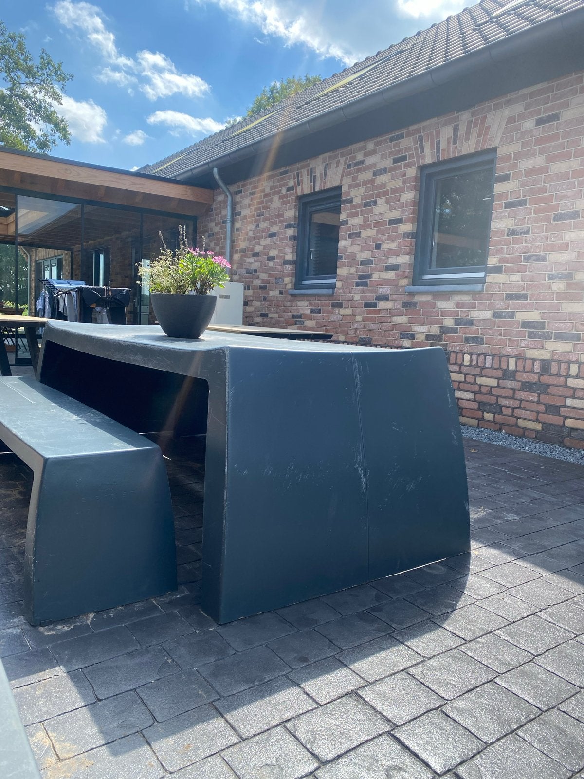 One to sit Onderhoudsvrije tuinset met tafel en banken, Tuin en Terras, Ophalen, Kunststof, Gebruikt, Eettafel