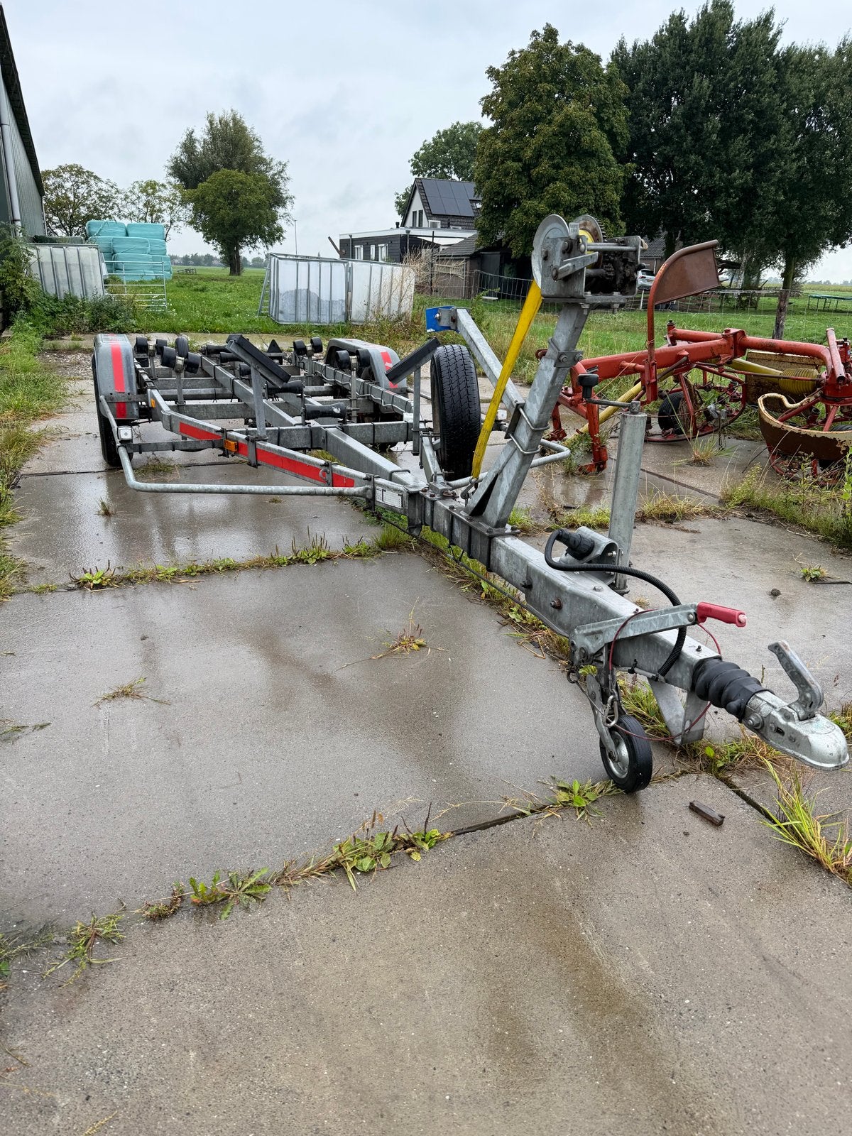 Damco boottrailer DK2000 - Dubbelassig met rollen, Watersport en Boten, Ophalen, Gebruikt, 1500 tot 3000 kg, Sloepentrailer