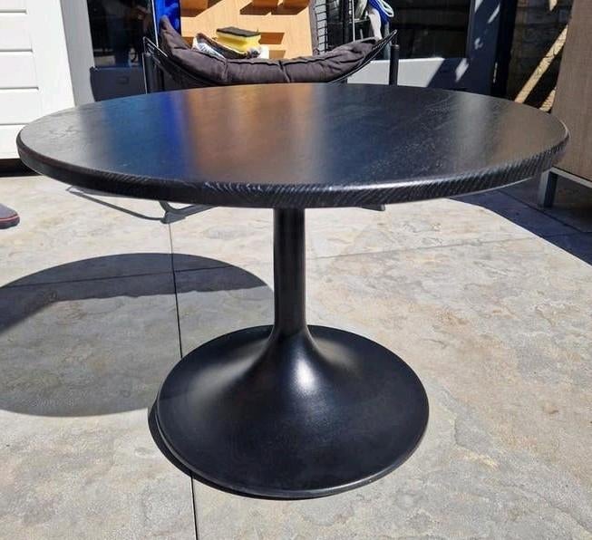 Salontafel met trompetpoot massief eiken, Huis en Inrichting, 50 tot 100 cm, Zo goed als nieuw, Minder dan 50 cm, Eikenhout