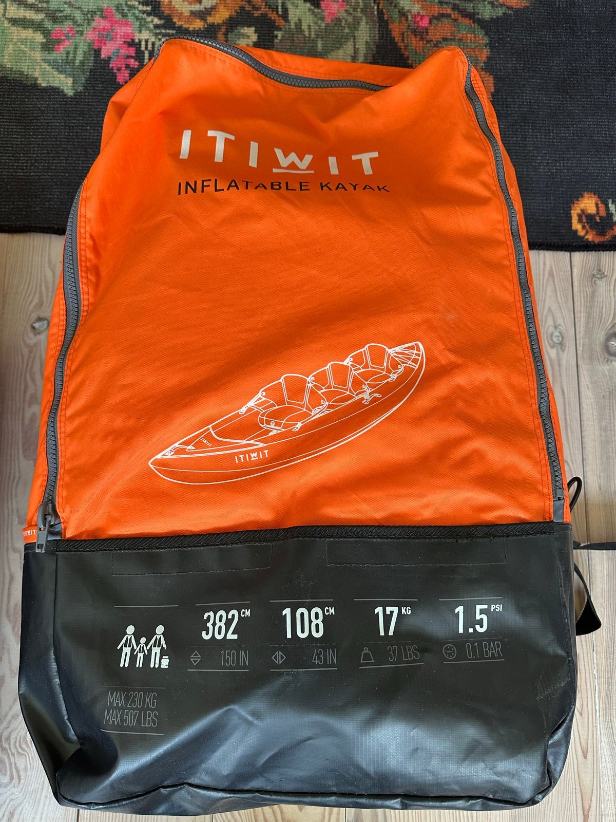 Decathlon Itiwit Kano/Kajak 2 volwassenen + 1 kind, Watersport en Boten, Kajaks, Ophalen of Verzenden, Opblaasbaar, Zo goed als nieuw