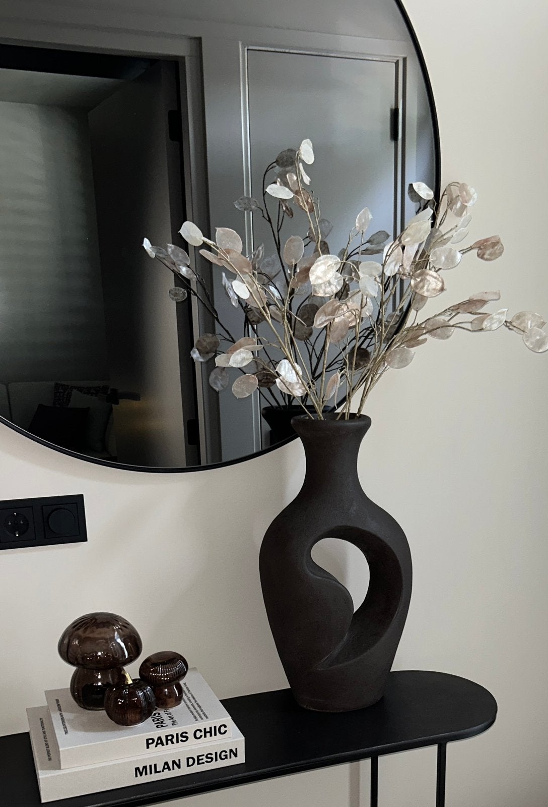 Prachtige donkerbruine vaas espeterhoeve, Ophalen, Bruin, Met patroon/structuur, 52 cm