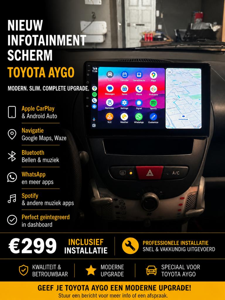 Nieuw CarPlay Scherm Toyota Aygo - Incl. Installatie, Ophalen of Verzenden, Nieuw