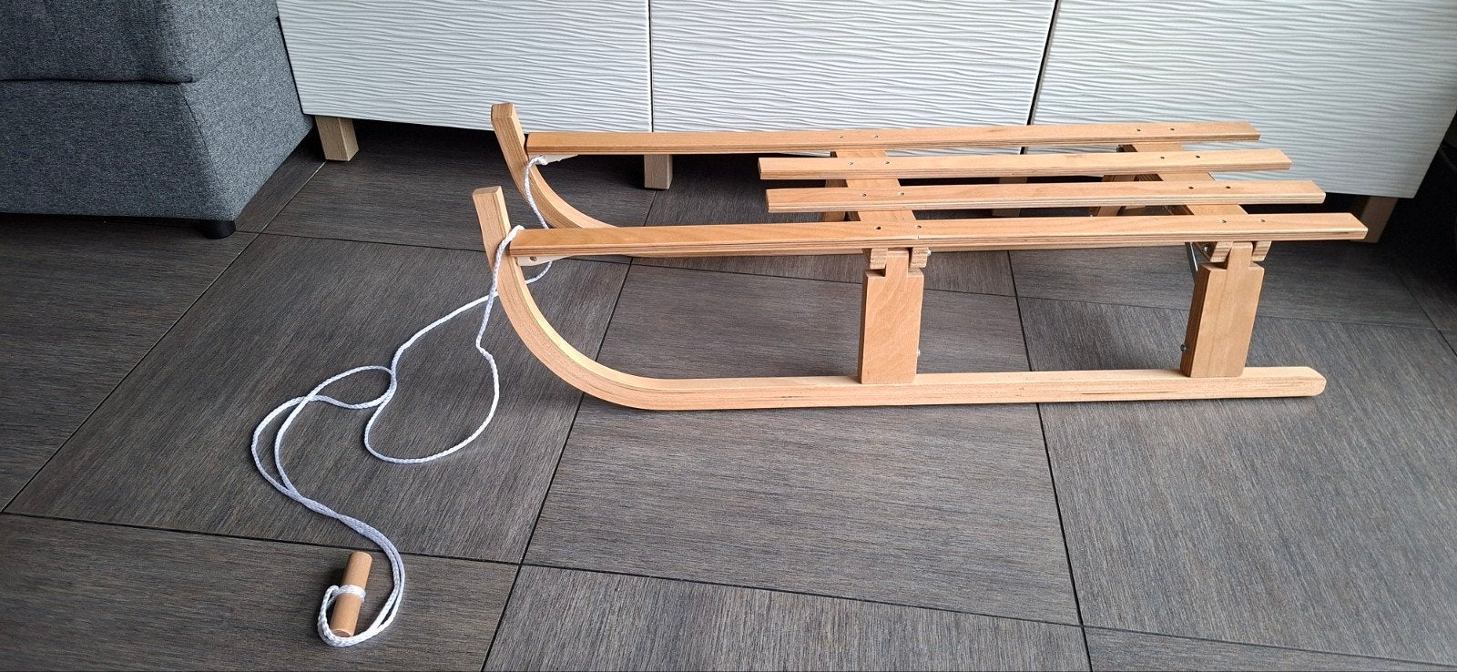 houten slee, Ophalen, Gebruikt, Hout