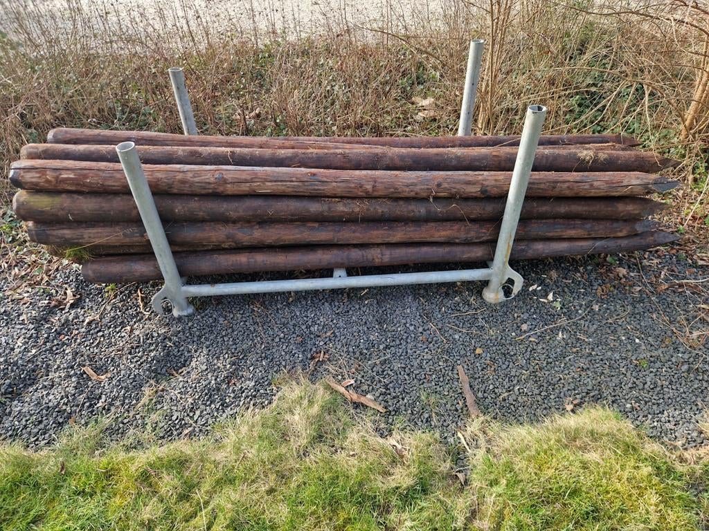 Gecreosoteerde houten palen (ca. 250x12 cm) - zonder bok!, Tuin en Terras, Palen, Balken en Planken, Gebruikt, Palen, 180 tot 250 cm