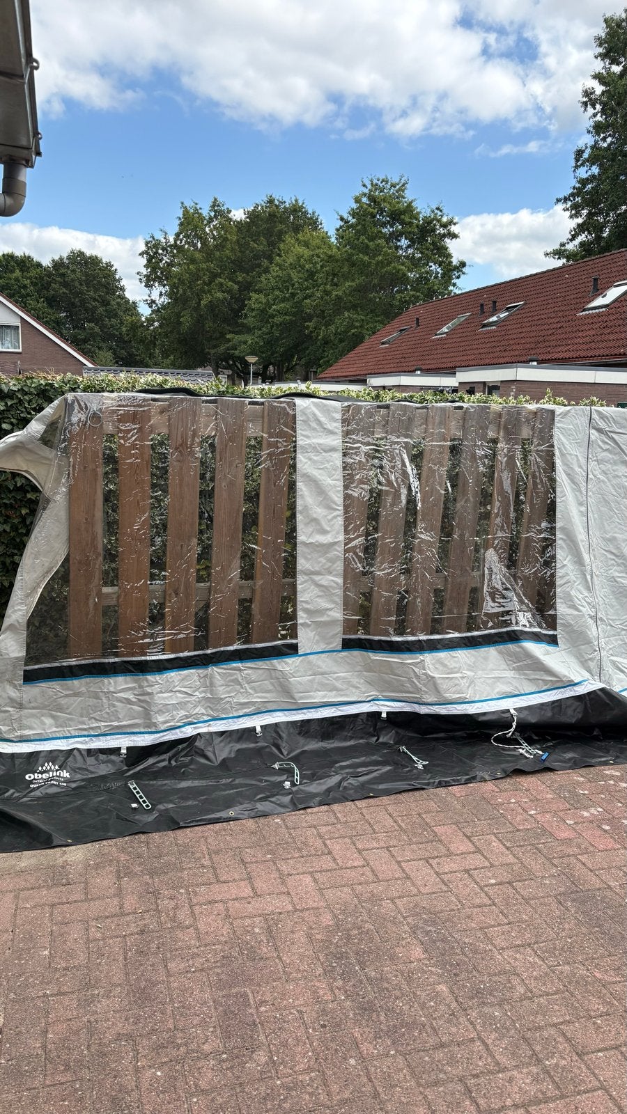Obelink voortent met vloermat 3x5m - lichte beschadiging, Caravans en Kamperen, Ophalen, Gebruikt