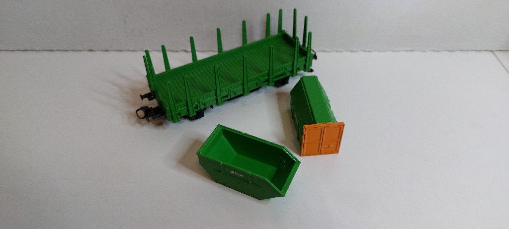 Bam Rongenwagon met Puin en Afsluitbare Container (02), Wisselstroom, Wagon, Ophalen of Verzenden, Märklin