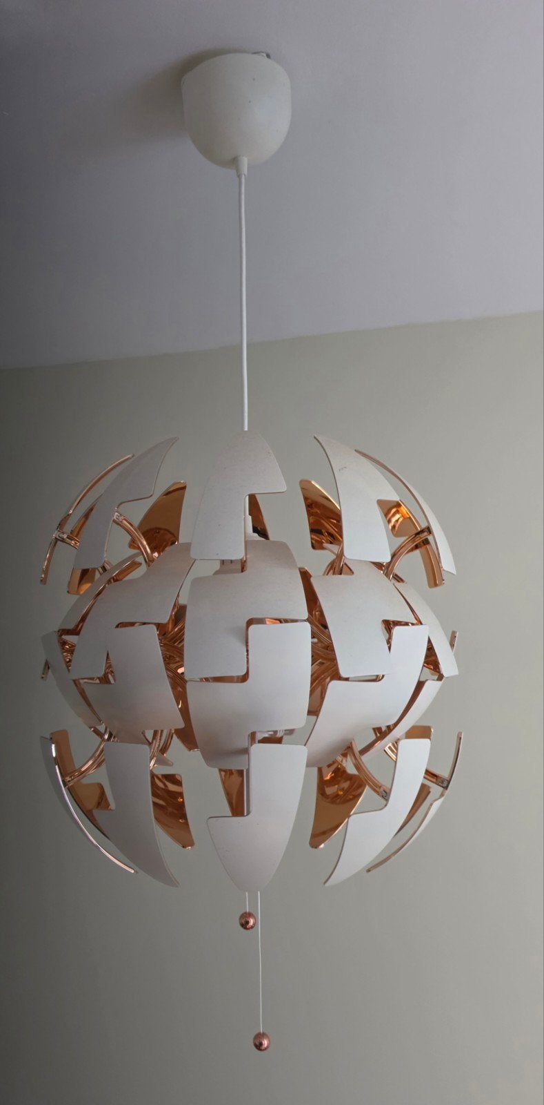 IKEA PS 2014 XL hanglamp - Wit/Koper, Huis en Inrichting, Ophalen, Modern, Scandinavisch, Design, E27 (groot), Zo goed als nieuw