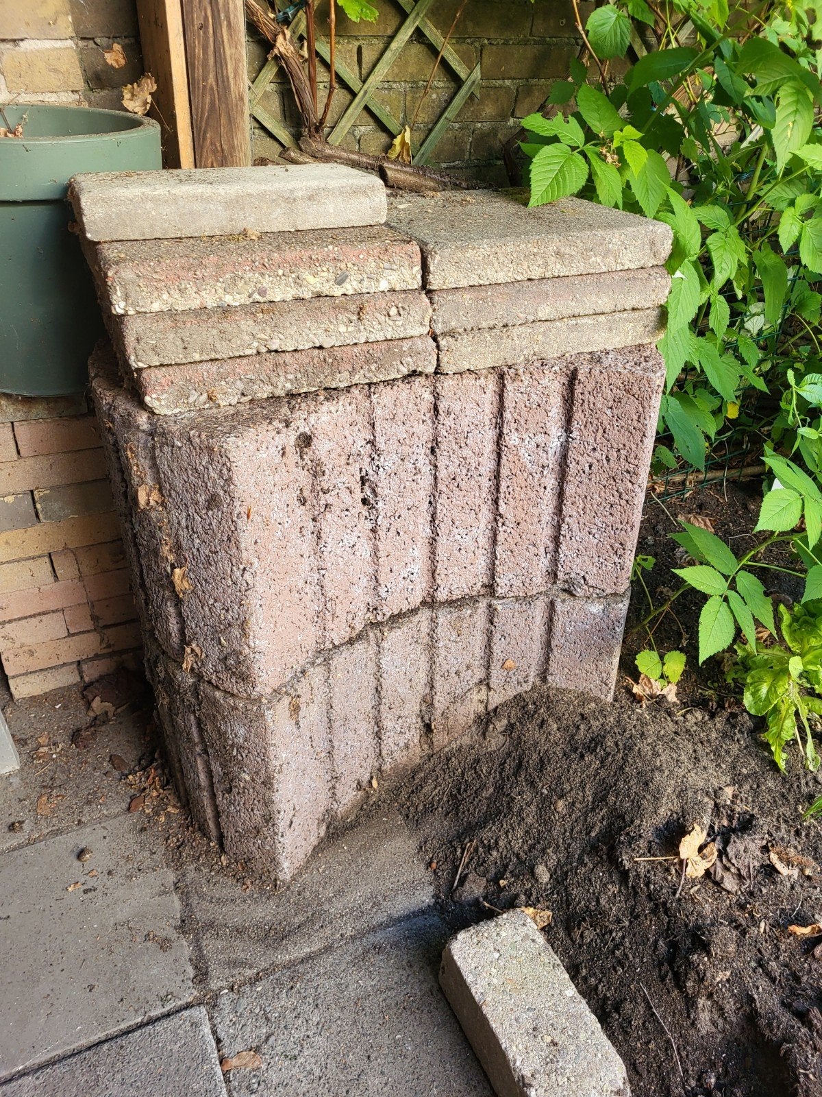 Nog 2: Bloembakken steen stapelblokken tuin, Ophalen, Steen, Minder dan 30 cm, Rond