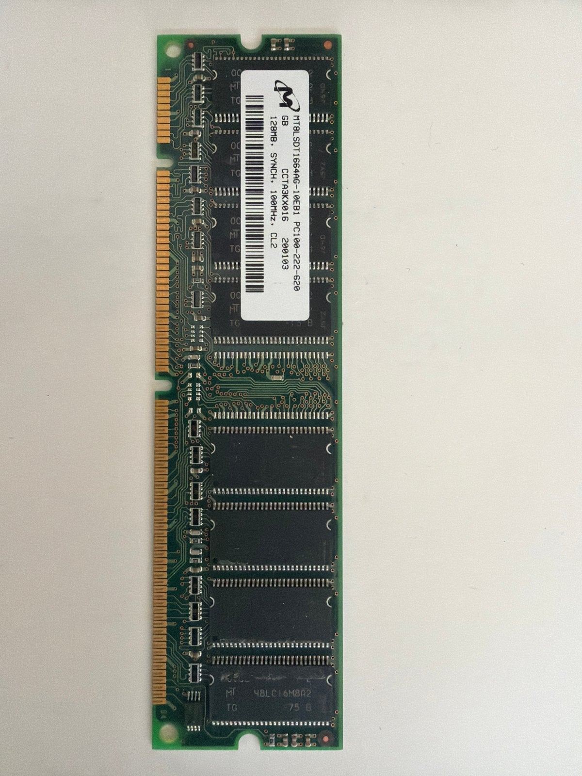 128MB SDRAM PC100 100MHz CL2 Geheugenmodule, Computers en Software, RAM geheugen, Ophalen, DDR, Desktop, Gebruikt