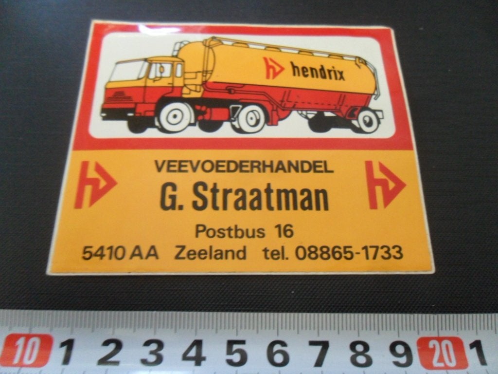 sticker Zeeland Veevoerhandel G. STRAATMAN  HENDRIX, Ophalen, Zo goed als nieuw