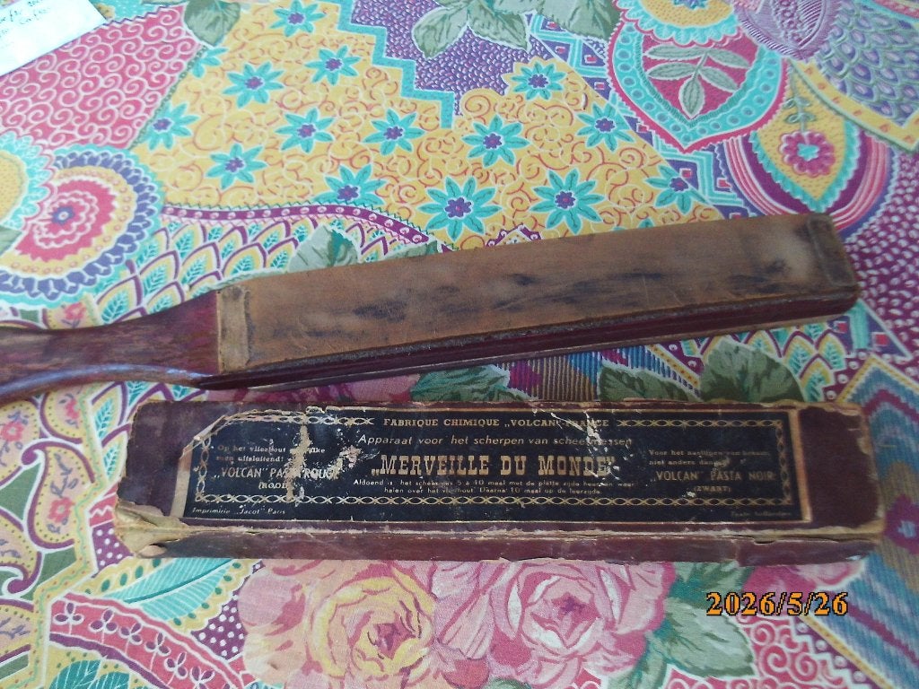 antiek apparaat scherpen scheermes vlieghout 1930 Volcane Fr, Antiek en Kunst, Ophalen of Verzenden