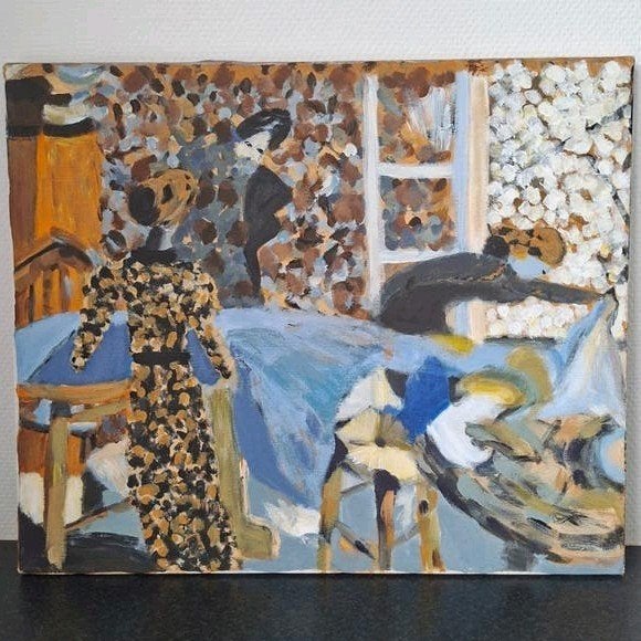Impressionistisch schilderij op spieraam olie op doek., Ophalen of Verzenden