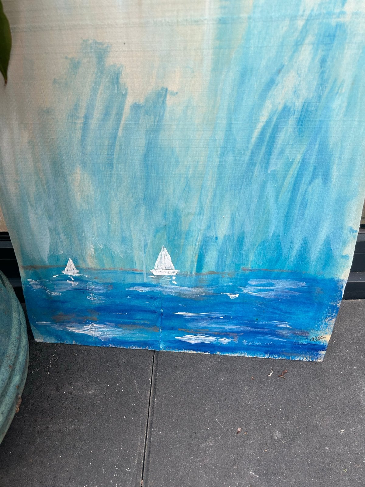 Schilderij met zeilboten op zee, Antiek en Kunst, Ophalen of Verzenden