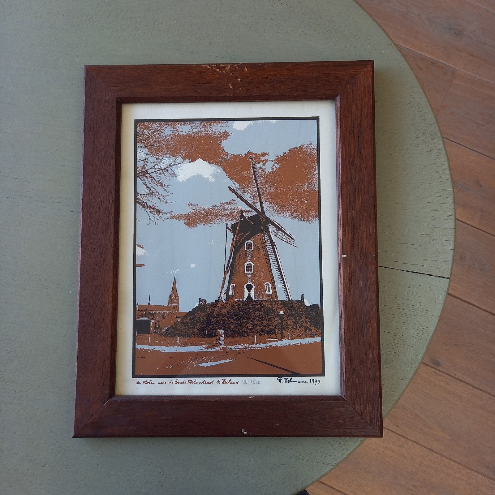Ingelijste prent 'Molen aan de Oude Molenstraat' Zeeland, Ophalen of Verzenden