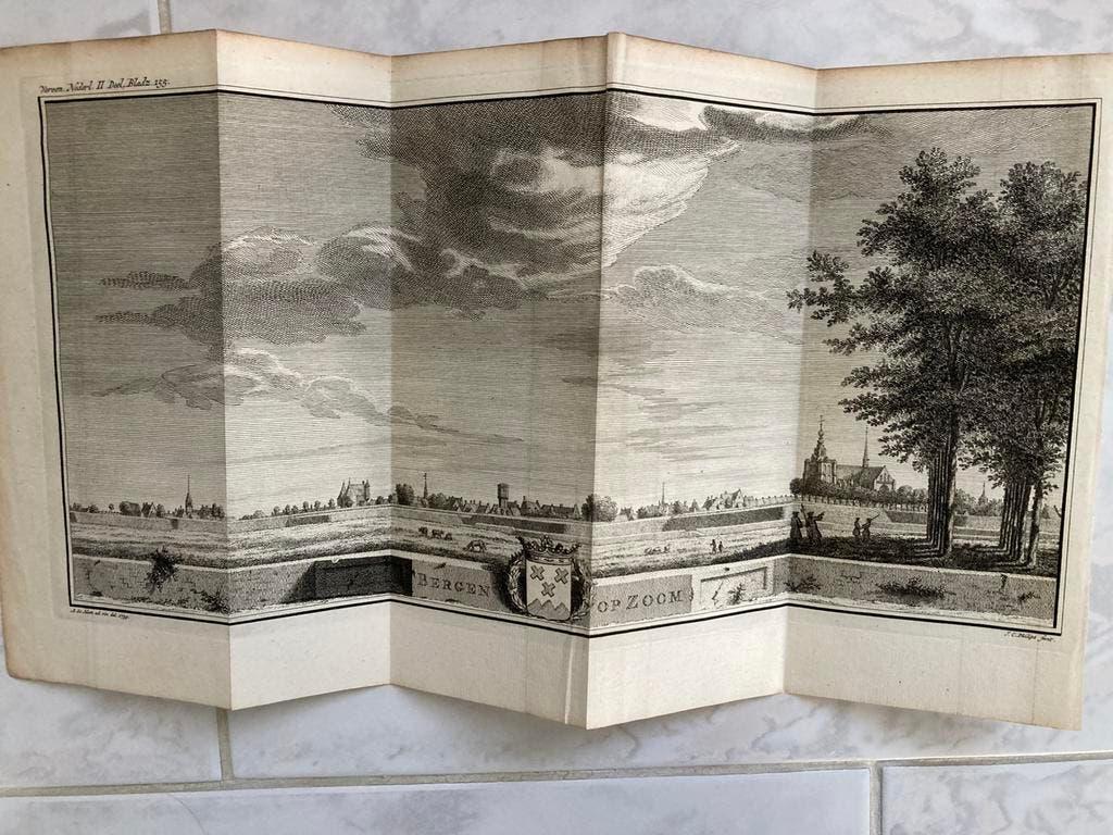 J.C.Philips, Bergen op Zoom 1739, or. gravure, 34x16cm. Mooi, Antiek en Kunst, 34 cm, Stadsgezicht, Ophalen of Verzenden, Gravure