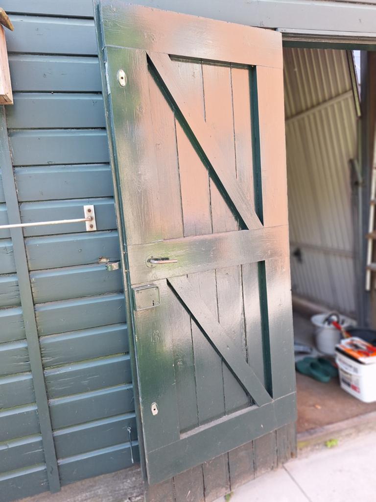 Houten deur voor schuur, Ophalen, Gebruikt, 80 tot 100 cm, Buitendeur