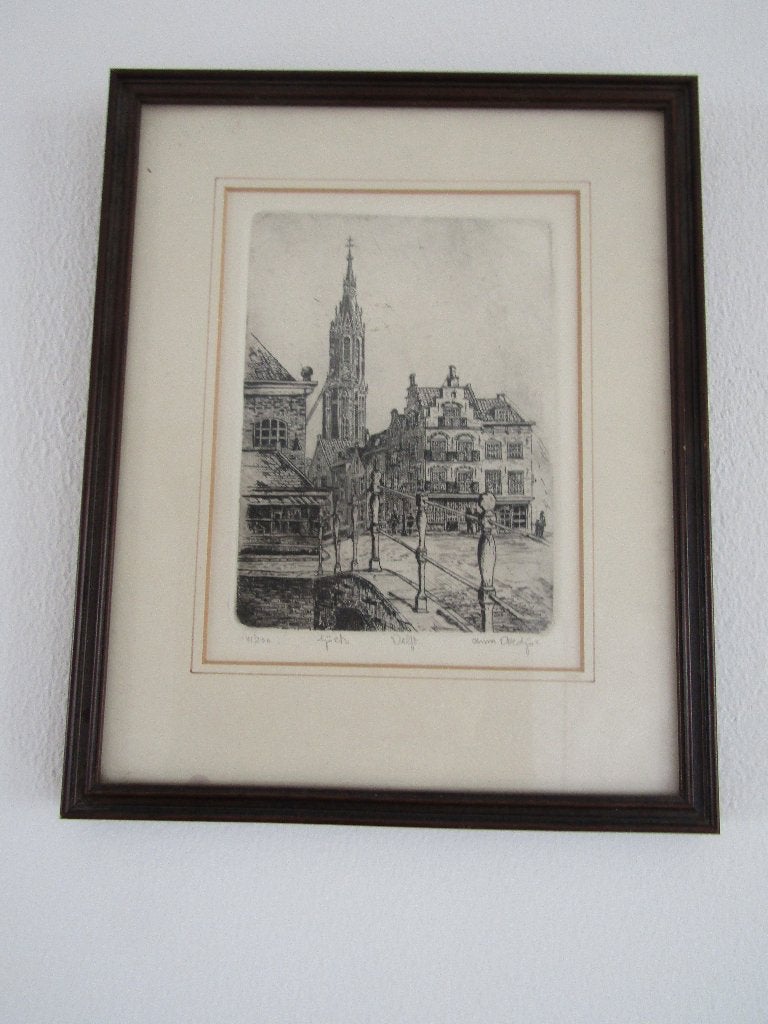 ets Delft, Overige stijlen, Overige technieken, Achter glas, Ophalen of Verzenden