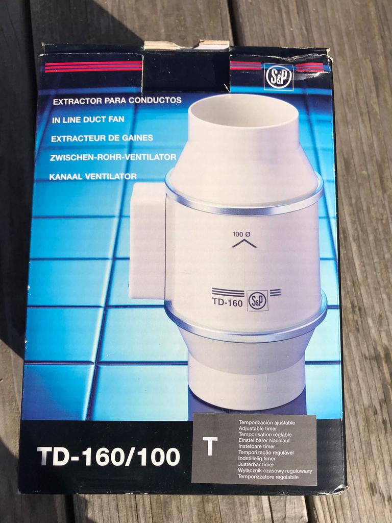 S&P TD-160/100 Kanaalventilator met timer, Doe-het-zelf en Verbouw, Ventilatie en Afzuiging, Gebruikt, Ventilator en Afzuiger