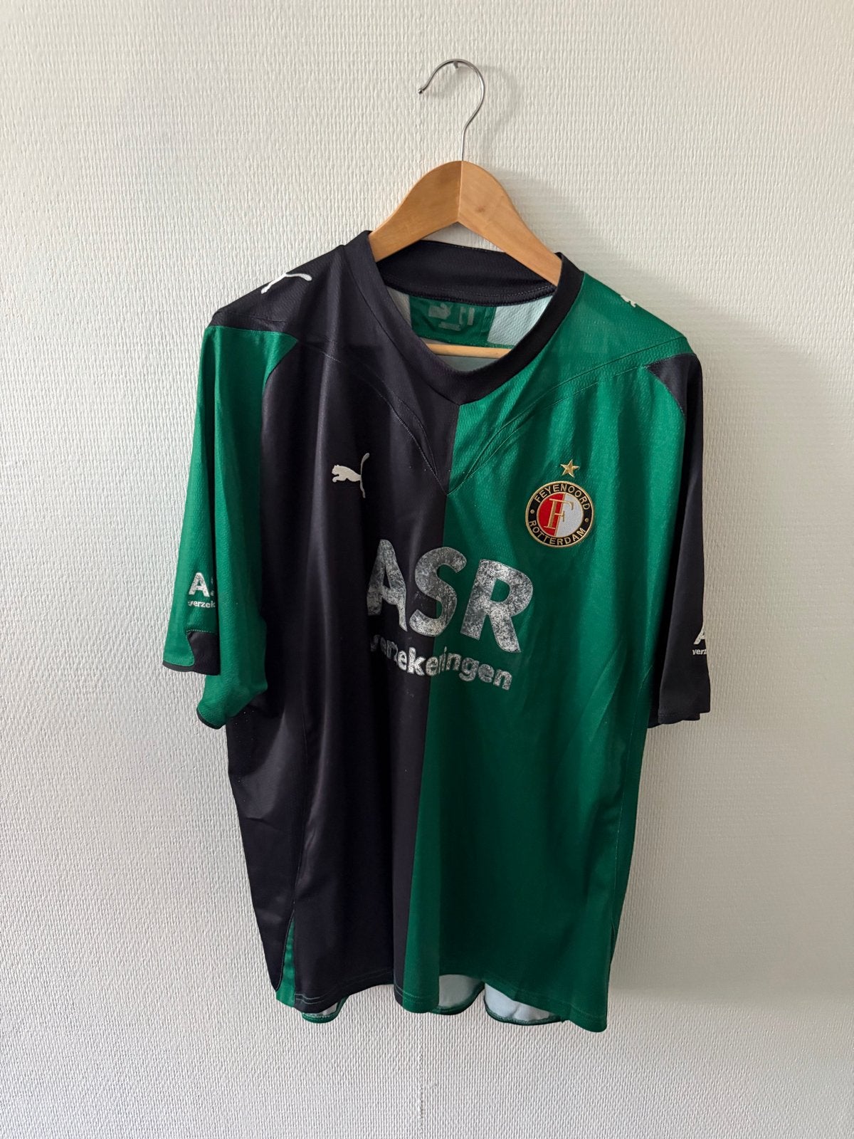 Vintage Feyenoord uitshirt 2009-2010 - Groen/Zwart, Verzenden, Zwart, Maat 56/58 (XL), Voetbal