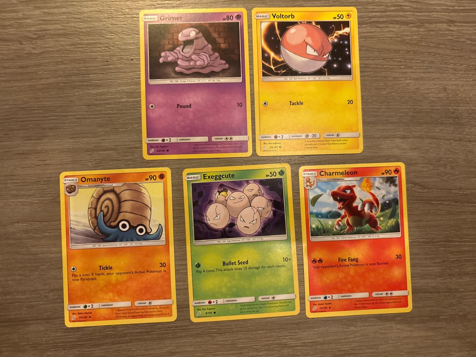 Team Up kaarten set -Omanyte, Exeggcute, Charmelon, Grimer,, Ophalen of Verzenden, Zo goed als nieuw, Meerdere kaarten