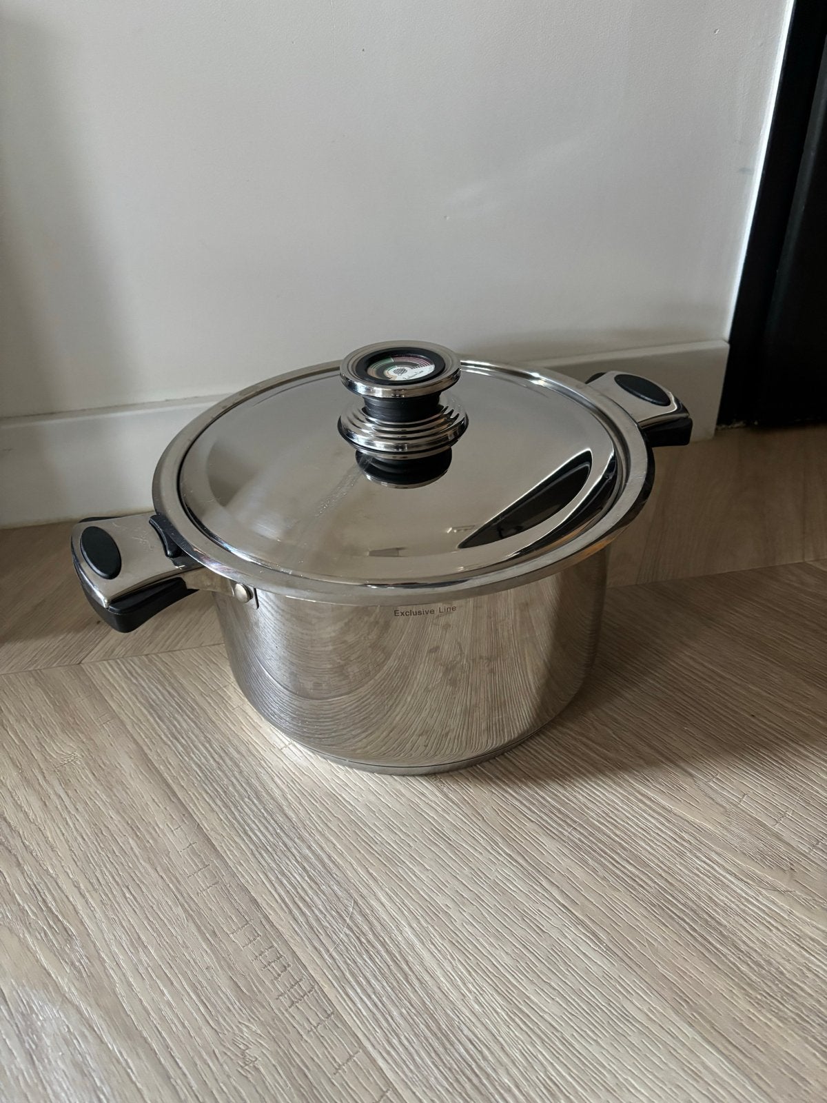 Exclusieve Line Kookpan met Thermo-Control - RVS, Ophalen of Verzenden, Zo goed als nieuw, Rvs, Kookpan