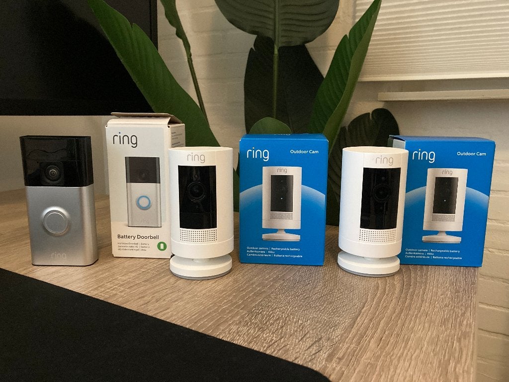 Ring Battery Deurbel + 2x Camera op Accu | Nieuwstaat, Ophalen of Verzenden, Bewegingsdetectiesensor, Zo goed als nieuw, Draadloos