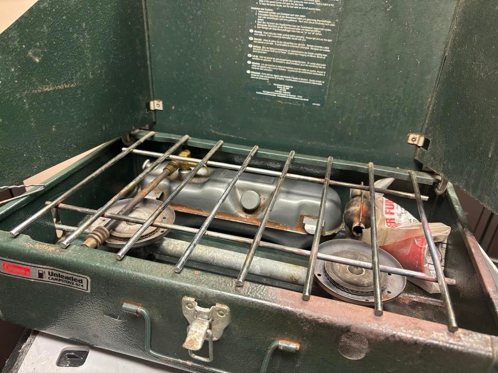 Vintage Coleman Dubbele Pit Benzinebrander 424, Caravans en Kamperen, Kampeeraccessoires, Ophalen of Verzenden, Gebruikt