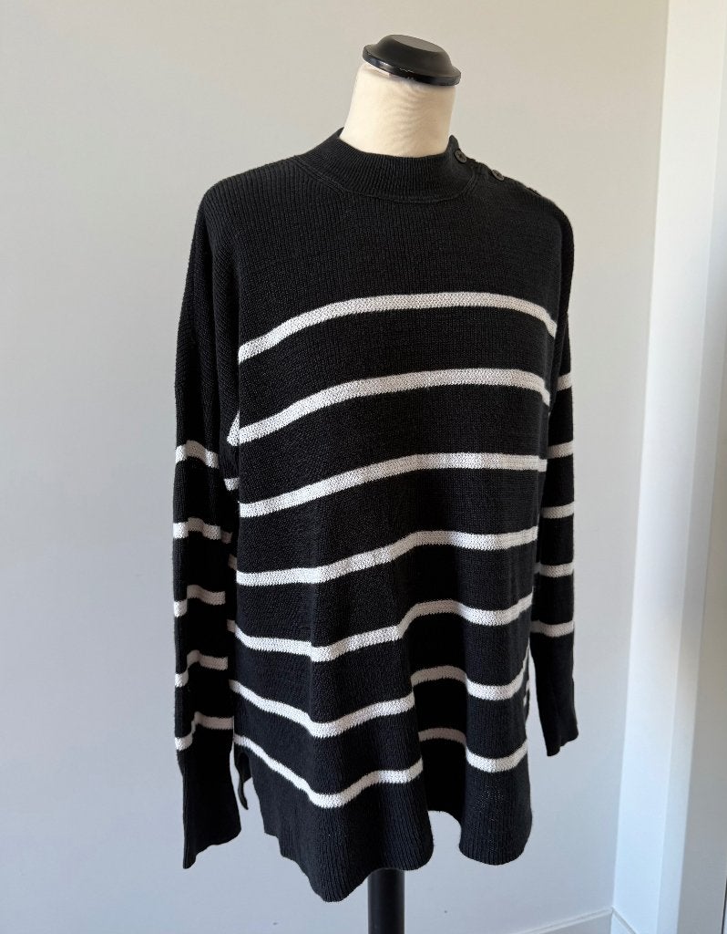 Heel goed zwart wit strepe Ralph Lauren trui gebreid M 38, Kleding | Dames, Maat 38/40 (M), Zwart, Ophalen of Verzenden, Ralph Lauren