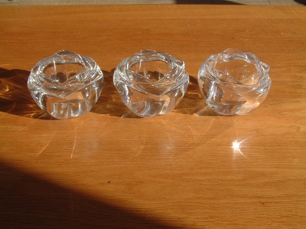 3 kristal kandelaars voor waxinelicht, Ophalen of Verzenden, Overige materialen, Kandelaar