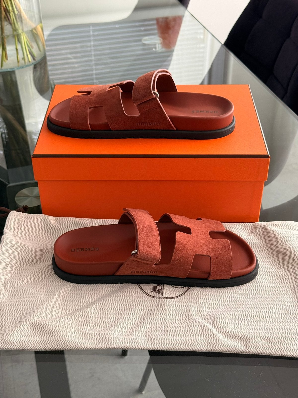 Hermès Chypre Marron Muscavado 38, Nieuw, Rood, Sandalen of Muiltjes, Ophalen of Verzenden