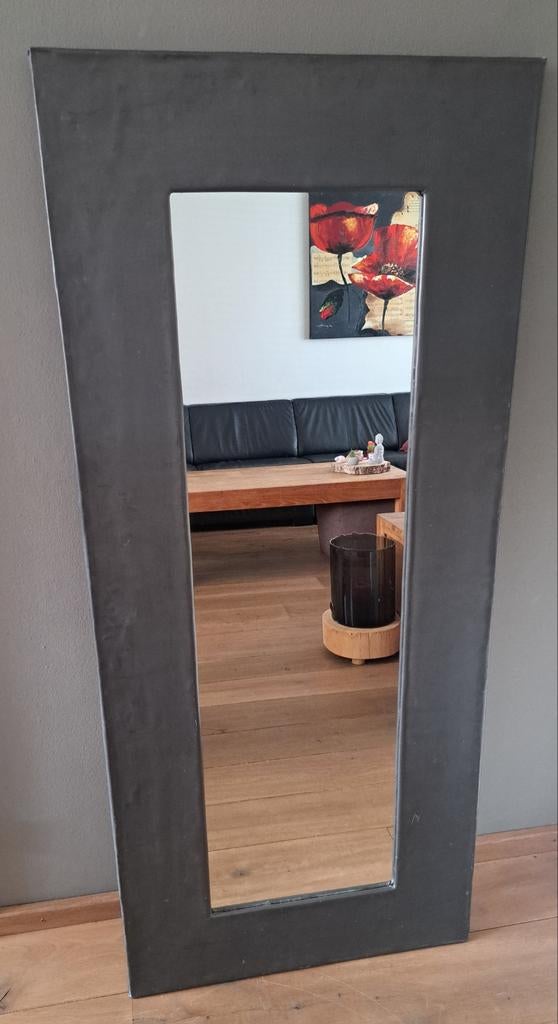 🌞PASSPIEGEL 1.50 X 0.66 CM BEKLEED MET LOOD WANDSPIEGEL, Ophalen, 100 tot 150 cm, Zo goed als nieuw, Rechthoekig