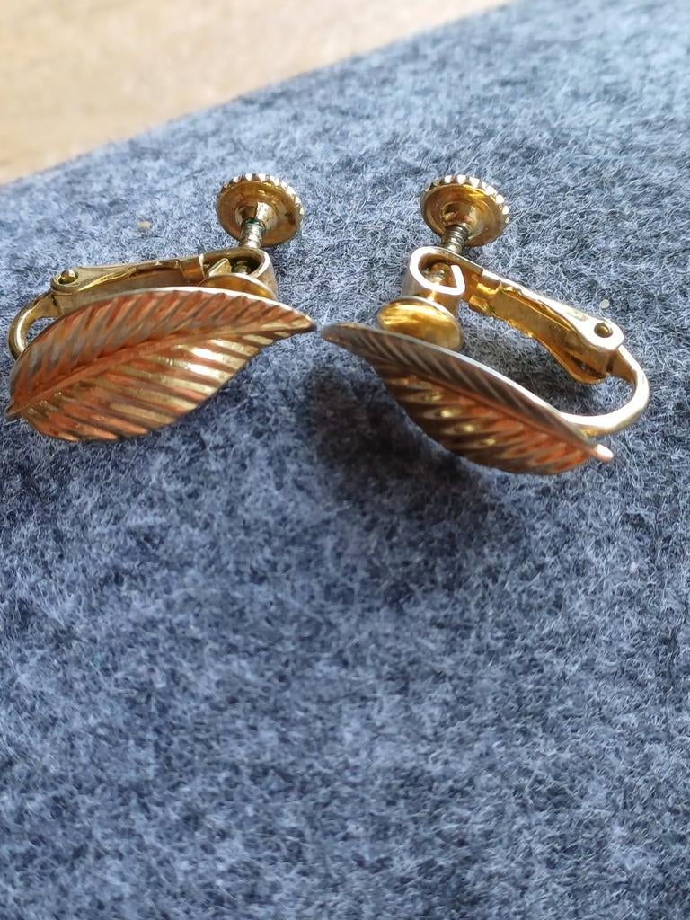 Vintage Napier Oorbellen - Bladvormige Clip-ons, Sieraden, Tassen en Uiterlijk, Overige materialen, Ophalen of Verzenden, Goud