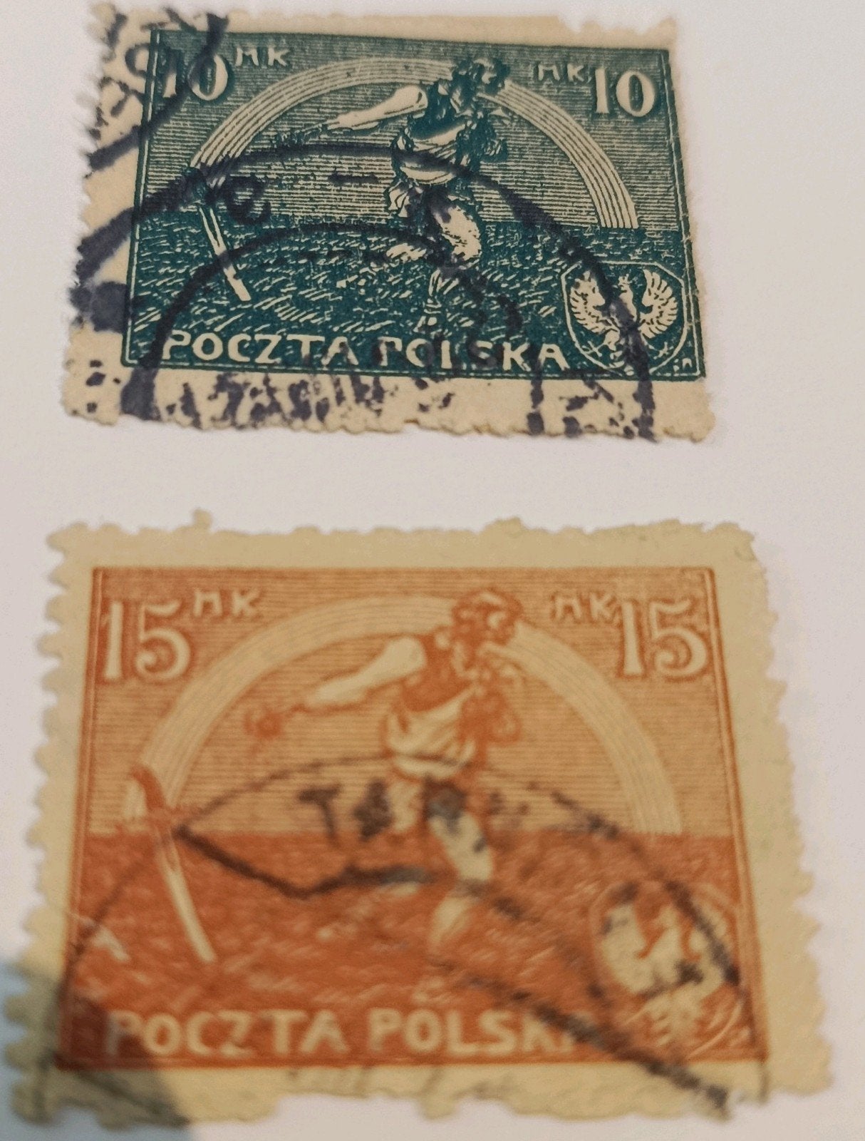 Polen - 1921 - 10MK & 15 MK., Ophalen of Verzenden, Polen, Gestempeld