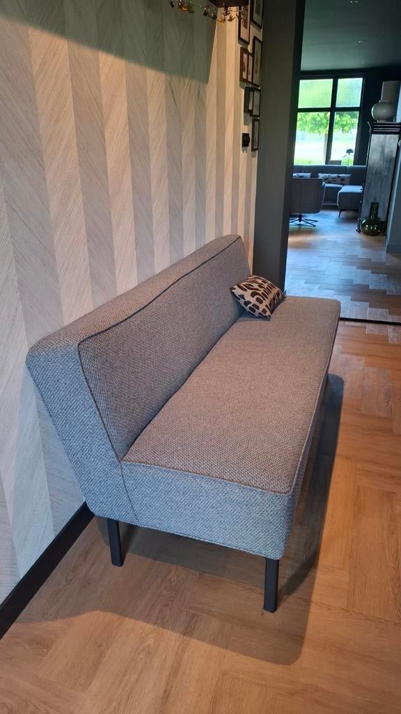 Mooie eetbank 180 cm in blauw/grijs, Ophalen, Minder dan 75 cm, 150 tot 200 cm, Driepersoons
