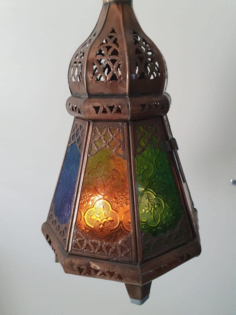Marokko Keten Veranda Glas Wand kandelaar, Ophalen of Verzenden, Koper