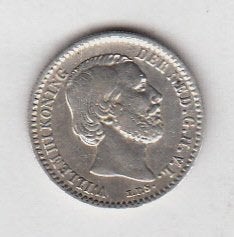 Willem III - 10 cent 1873 nagenoeg ZF dubbeltje -Sch.651, Ophalen of Verzenden, Koning Willem III, 10 cent, Zilver