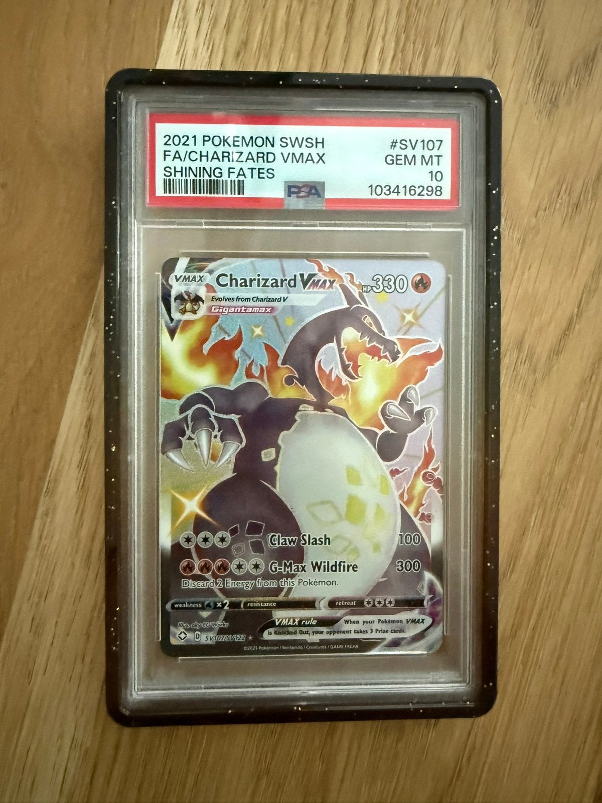Charizard vmax sv107 shining fates psa 10, Ophalen of Verzenden, Zo goed als nieuw