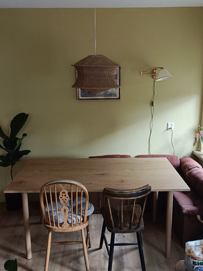 Eettafel Hout (look) 160cm, Huis en Inrichting, Tafels | Eettafels, Ophalen, Kunststof, Modern vintage look, 150 tot 200 cm