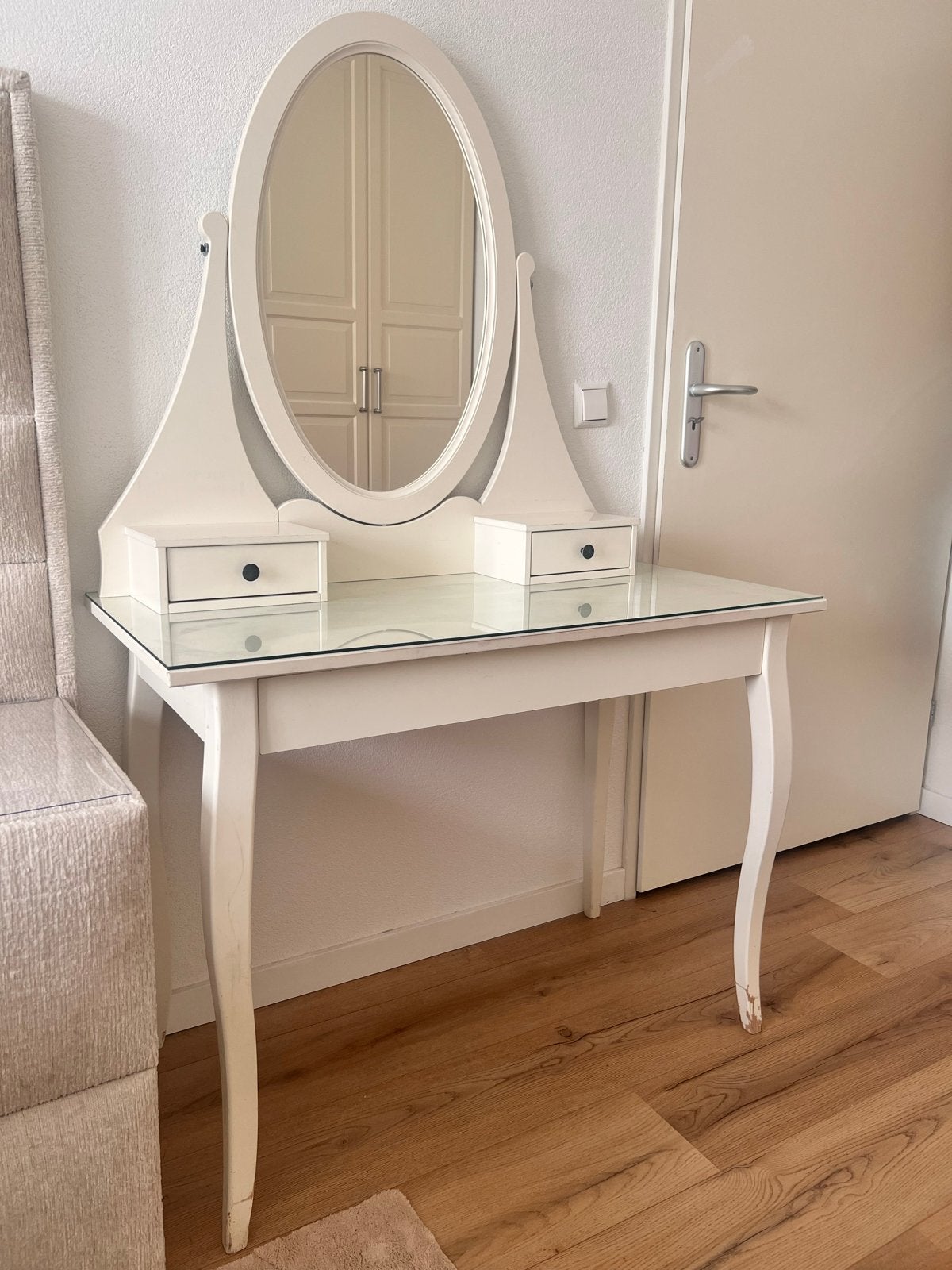 Ikea make-up tafel wit met spiegel, Huis en Inrichting, Ophalen, 50 tot 100 cm, Zo goed als nieuw, 150 tot 200 cm