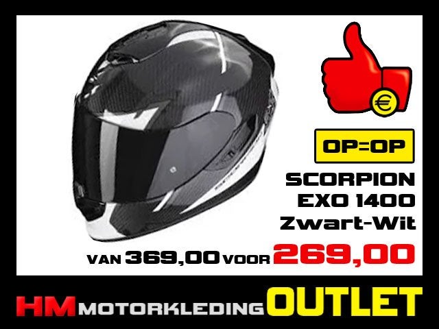 Motorhelm Scorpion EXO 1400 EVO AIR II Corsa - Zwart-Wit, Info@huybersmotoren.nl, HM - Sale, NL, Kinderen