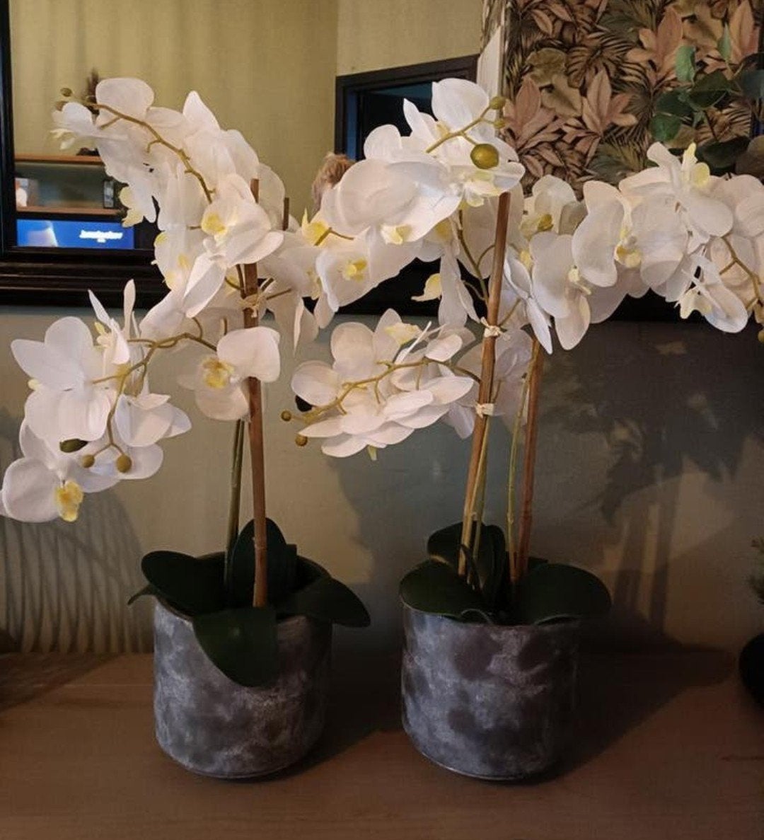 2 Kunst Orchideeën met Pot - ca. 40cm Hoog, Ophalen