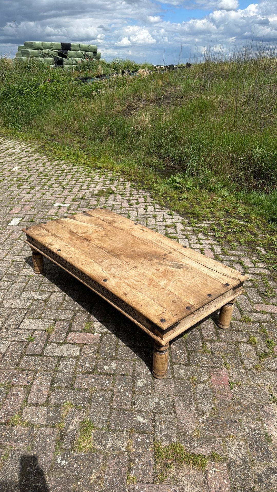 Antieke houten salontafel - Uniek en sfeervol, Huis en Inrichting, Tafels | Salontafels, Ophalen, Gebruikt, 100 tot 150 cm, 50 tot 100 cm
