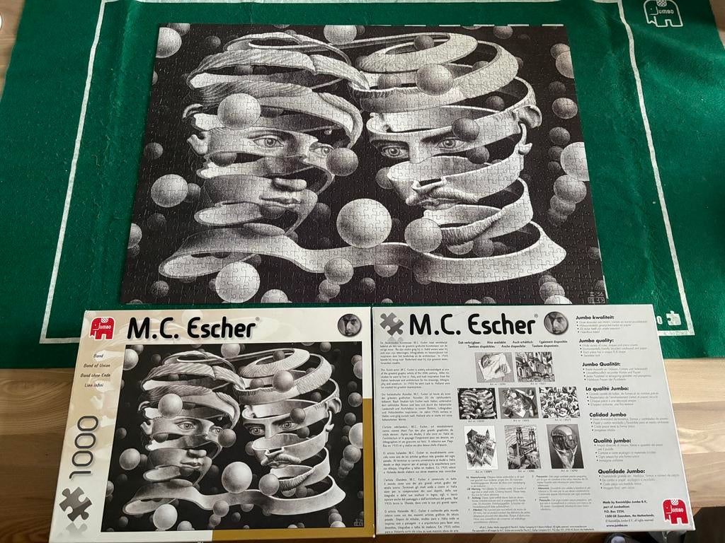 Jumbo Legpuzzel M.C. Escher - Band (1000 stukjes), Ophalen of Verzenden, 500 t/m 1500 stukjes, Zo goed als nieuw, Legpuzzel