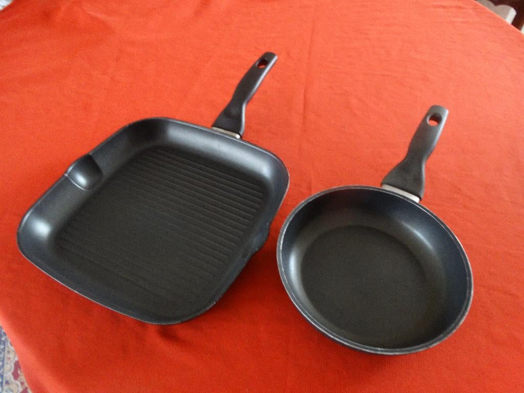 Fissler koekenpan 20 cm en grillpan 28 x 28 cm, Ophalen of Verzenden, Gebruikt, Aluminium, Koekenpan of Braadpan