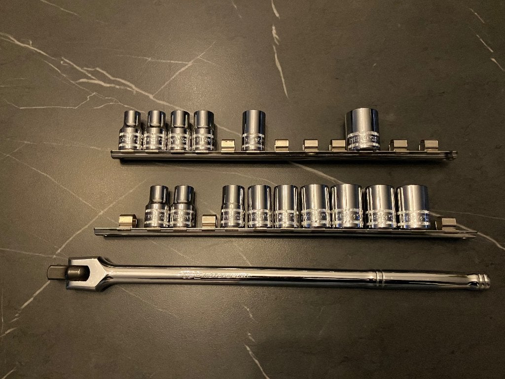 Sp tools wringijzer en doppen op rails, Auto diversen, Autogereedschap, Ophalen of Verzenden, Zo goed als nieuw