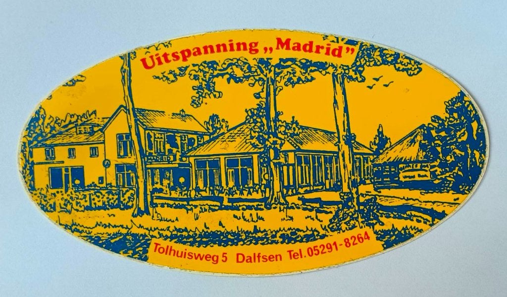 Sticker Uitspanning ,,Madrid" Dalfsen, Ophalen of Verzenden, Zo goed als nieuw, Bedrijf of Vereniging