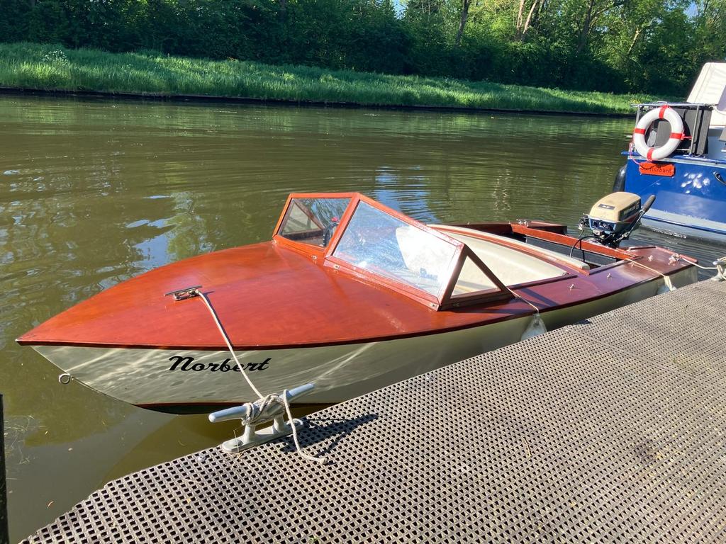 Klassieke houten boot 'Norbert' met Evinrude motor, Ophalen, Anker, Gebruikt, 4 m