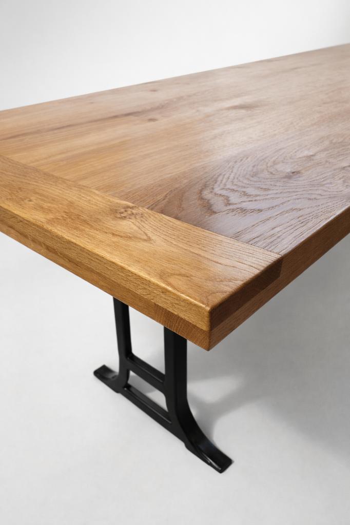 Strakke industriële eikenhouten tafel, Industrieel, vintage, Vijf personen of meer, Eikenhout, Rechthoekig