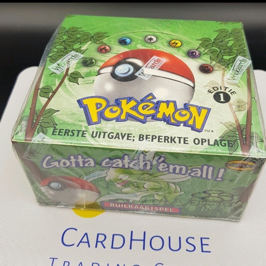 Jungle 1st Edition Booster Box Nederlands Factory Sealed, Hobby en Vrije tijd, Verzamelkaartspellen | Pokémon, Ophalen of Verzenden